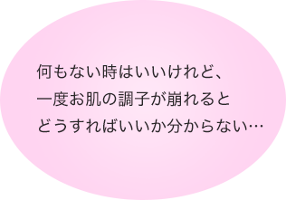 何もない時はいいけれど、一度お肌の調子が崩れるとどうすればいいか分からない…